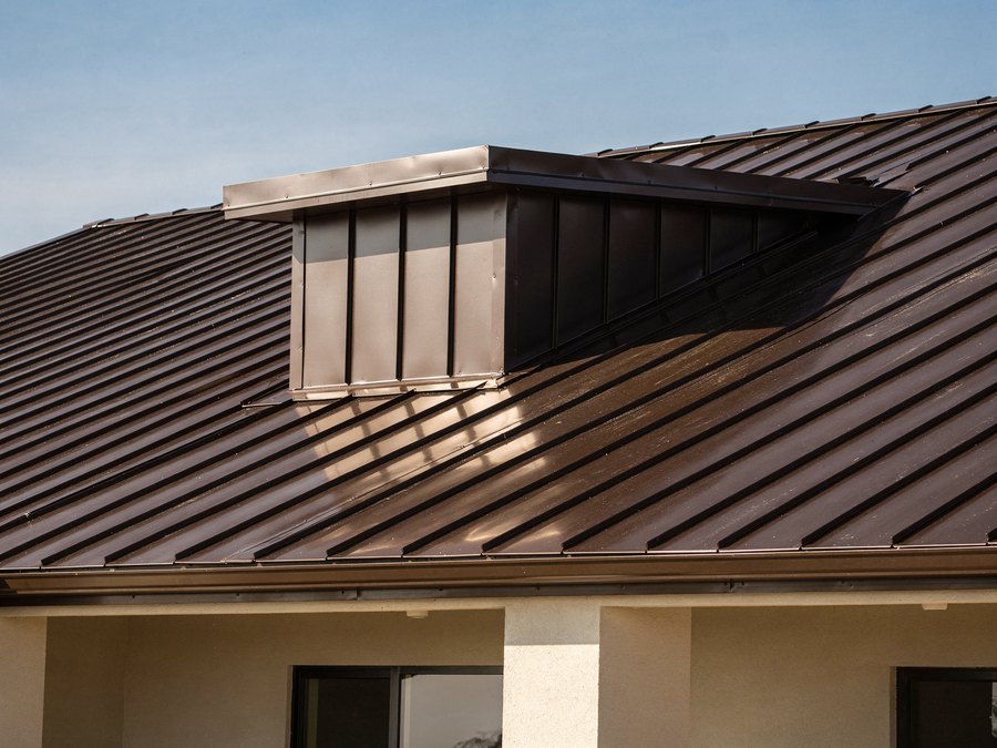Standing seam metal roof on a home in The Woodlands, TX